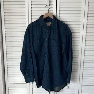 Free People Dark Blue Denim Shirt Sz XS